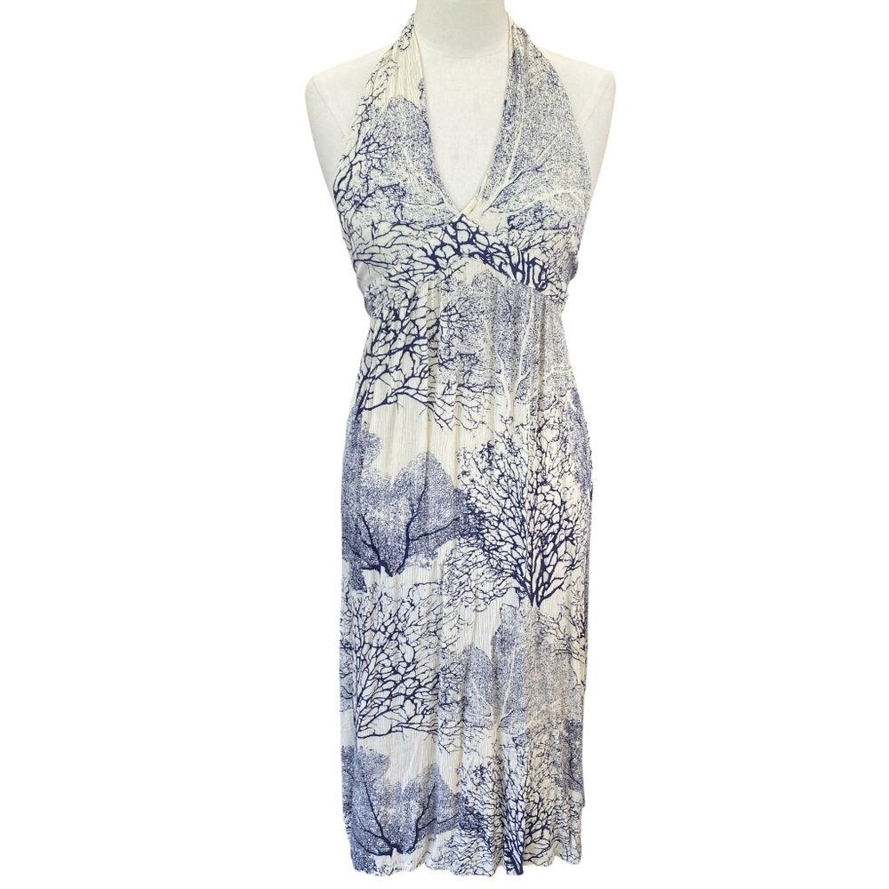 Quicksilver Halter Babydoll Maxi Dress Coral Reef Coastal Gauzy Resort Indie-M